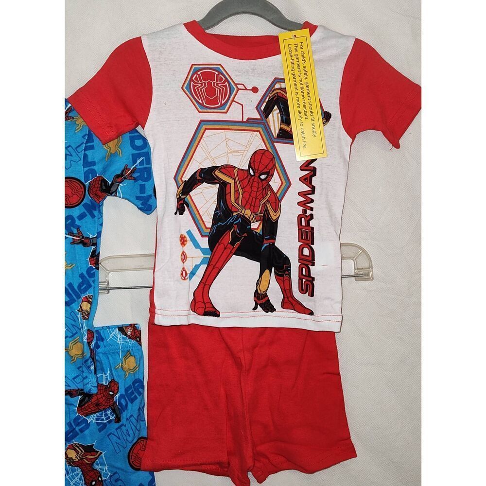 Lot of 2 Size 4T Toddler Boys Spiderman Pajamas Shirt Shorts PJ Set Red and blue - Picture 2 of 14
